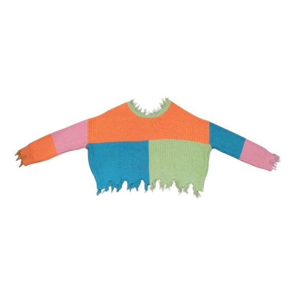 Rue21 Pastel Tattered Crochet Cropped Sweater - Sz XL - Picture 5 of 5